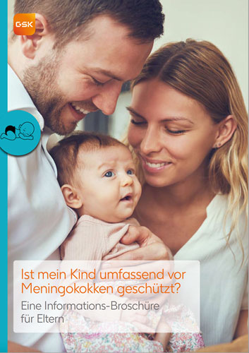 Titelblatt der Elternbroschüre - Mann und Frau halten ein Baby